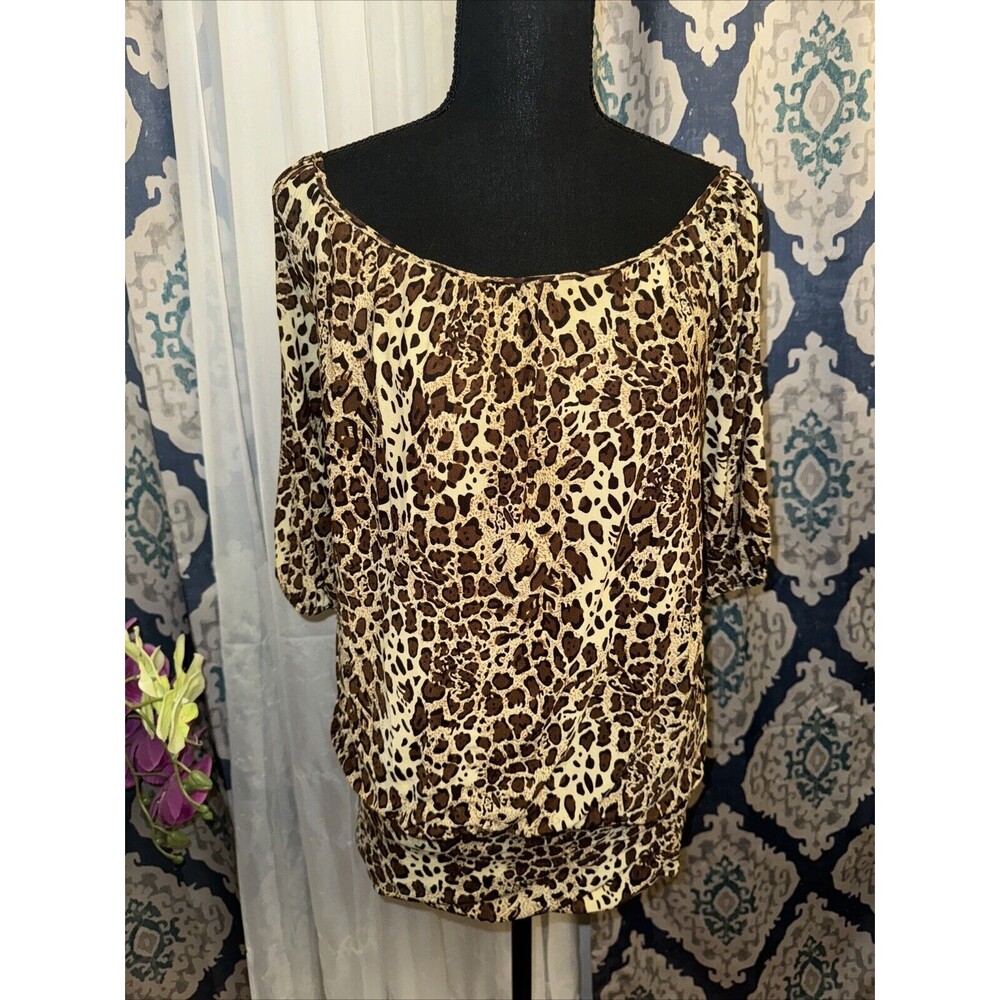 Wet Seal Womens Brown Leopard Print Blouse Size Medium